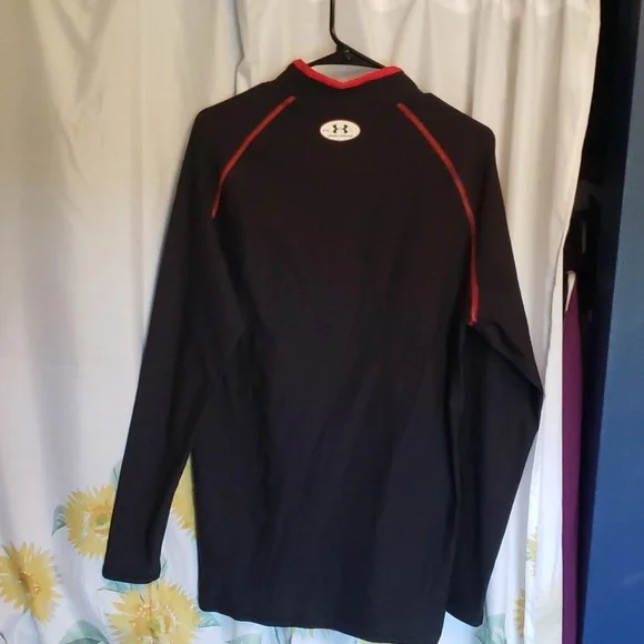 Men's Xxl Black and Red Under Armour Baselayer Cold Gear Compression Winter Shir - Picture 6 of 6
